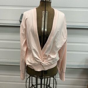 Manduka Pink Sweatshirt Yoga Top Plunge Twist Front Women’s Small